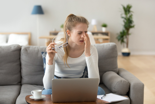 Woman with dry eye