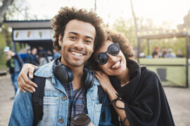 Happy couple outside