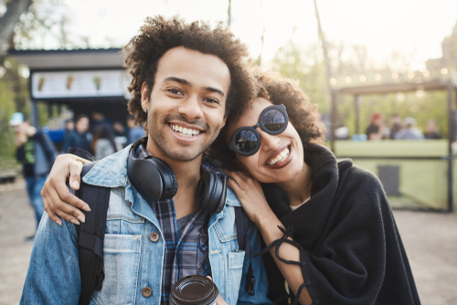 Couple smiling at camera 