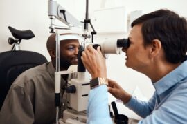 Man having his eye examined