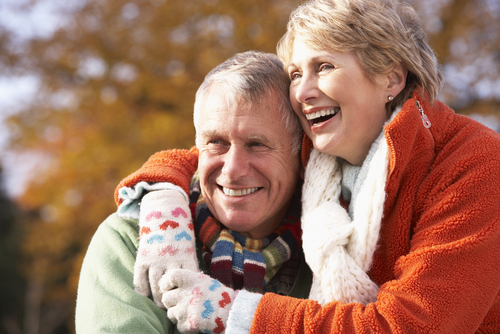 Older couple smiling with each other