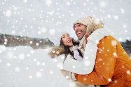 Couple enjoying the snow